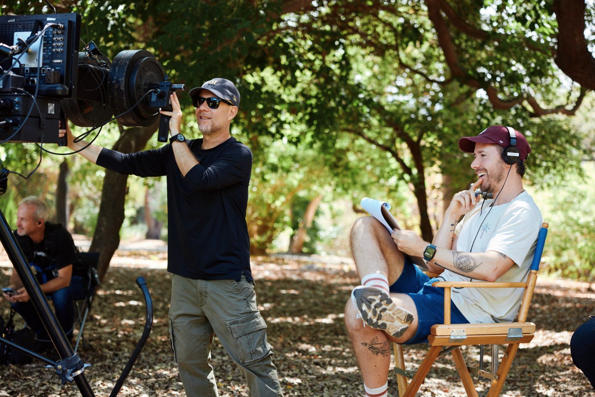 Evan Monheit on set between takes